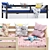 Solid Pine Children's Bed with Sideboard & Drawers 3D model small image 5