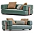 Elegant Minotti Leather Sofa 3D model small image 5