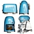 Smeg Blue Kitchen Appliance Set 3D model small image 4