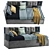 Versatile Corner Bed with Detachable Pillow Panels 3D model small image 3