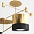 Sleek Black & Brass Ceiling Luminaire 3D model small image 3
