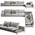 Space Sectional Sofaclub: Versatile Design and Customizable Color 3D model small image 1