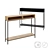 Rustic Industrial Wood & Metal Console 3D model small image 1