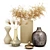 Decorative Vase Set with Dried Flowers 3D model small image 1