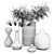 Decorative Vase Set with Dried Flowers 3D model small image 2