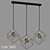 Industrial Loft Pendant Lamp with Black and Gold Shades 3D model small image 1