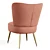Golden Flare Velvet Chair 3D model small image 4