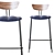 Elegant Gray Barstool with Walnut Veneer Accent 3D model small image 4