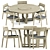 Sleek Costes Dining Set 3D model small image 1