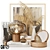Modern Decor Set: Cereal Magazine, Vases, Metal Candle, Home Perfume 3D model small image 1