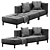 Cushy Modular Sofa with Metal Legs 3D model small image 1