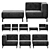 Cushy Modular Sofa with Metal Legs 3D model small image 2
