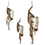 Elegant Golden Leaf Wall Sconce 3D model small image 1