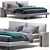 Elegant Upholstered Bed with Wooden Frame 3D model small image 1