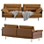 Modern Wood Armrests Sofa 3D model small image 2