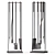 Modern 4PC Bend Raw Steel Fireplace Set 3D model small image 1