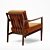 Walnut Framed Mid-Century Lounge Chair 3D model small image 3