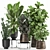 Exotic Plant Collection in Metal Pots 3D model small image 1