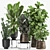 Exotic Plant Collection in Metal Pots 3D model small image 6