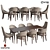 9-Piece Modern Long Dining Set 3D model small image 1