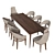 9-Piece Modern Long Dining Set 3D model small image 2