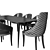 9-Piece Modern Long Dining Set 3D model small image 6