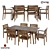 Modern Long Dining Set 3D model small image 1