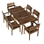 Modern Long Dining Set 3D model small image 3