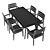 Modern Long Dining Set 3D model small image 7