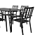 Modern 7-Piece Long Dining Set 3D model small image 5