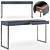 Sleek Metal & Leather Console 3D model small image 1