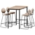Stylish Tommaryd Wooden Table & Gemma Bar Chair Set 3D model small image 1