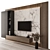 Modern Black Wood TV Wall 3D model small image 2