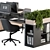 Green Workspace: Office Furniture with Plant Box 3D model small image 3
