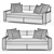 Sleek Philippe Hurel Elton II Sofa 3D model small image 5