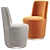 Swivel Velvet Dining Chair 3D model small image 3