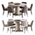 Febo Chair & Brown Marble Round Dining Table 3D model small image 1