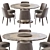 Febo Chair & Brown Marble Round Dining Table 3D model small image 2
