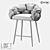 Industrial Style Metal Bar Stool with Eco-Leather and Fabric Seat 3D model small image 2