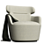 Elegant Taupe Barrel Armchair 3D model small image 1