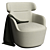 Elegant Taupe Barrel Armchair 3D model small image 3