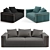 Luxurious Fendi Casa Montgomery Sofa & Loveseat 3D model small image 1