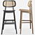 Rustic Cane Wood Bar Stool 3D model small image 2