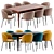 Modern Coral Dining Chair and Brooklyn Table Set 3D model small image 1