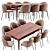 Modern Coral Dining Chair and Brooklyn Table Set 3D model small image 2