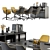 Modern Meeting Table Set, Black and Yellow 3D model small image 2
