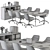 Modern Meeting Table Set, Black and Yellow 3D model small image 6