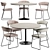 Marble Dining Table & Ican Chair Set 3D model small image 1