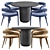 Modern White Dining Chair & Round Black Concrete Table 3D model small image 1