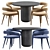 Modern White Dining Chair & Round Black Concrete Table 3D model small image 2